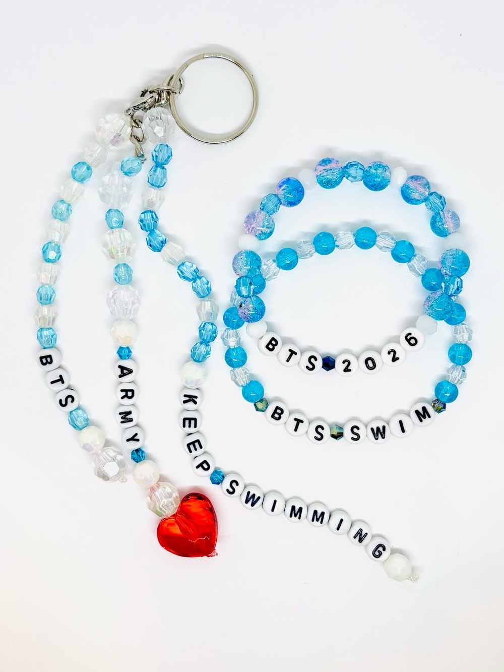(3pcs) BTS KEEP SWIMMING KEYCHAIN BRACELET BUNDLE
